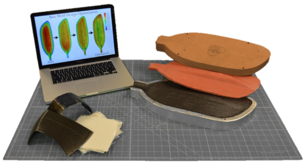 Utilizing digital modeling and proprietary optimization algorithms to drive the design of the fabrication process and manufacture complex components. (Image: Vistex Composites)