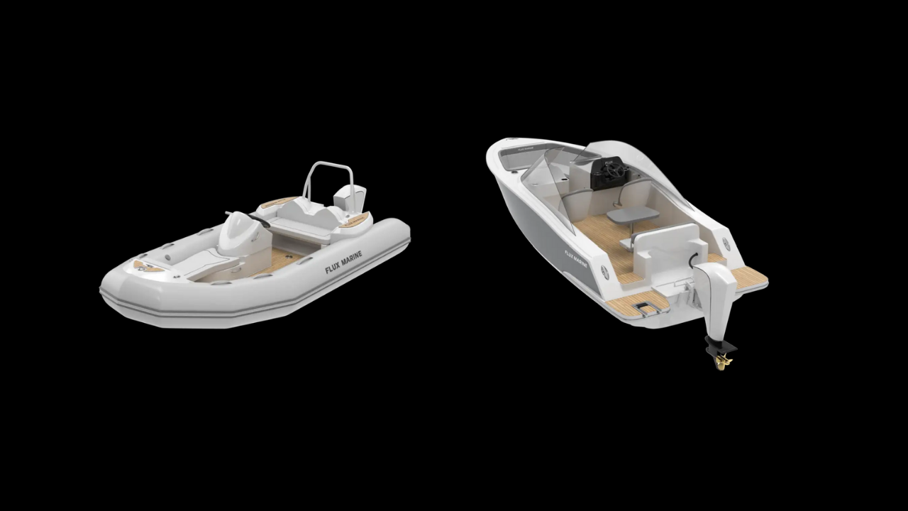 Pictured above are the Dual Console and Inflatable boat renderings. Boat packages are available to reserve on Flux Marine’s website.